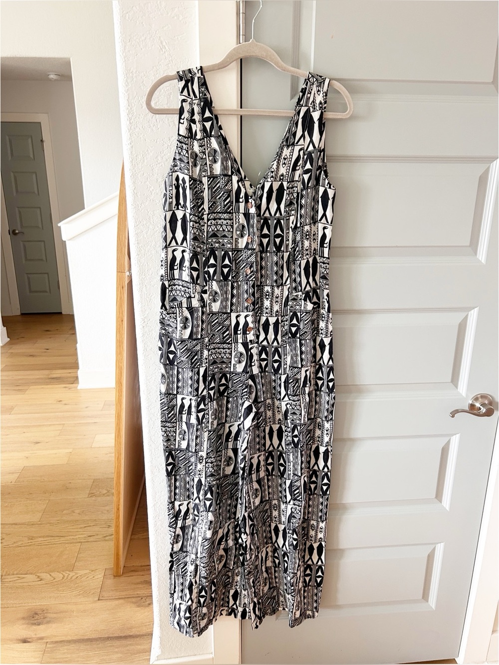 Anthropologie The Odells Linen Hemp Printed Fish Bird Jumpsuit - Picture 3 of 6